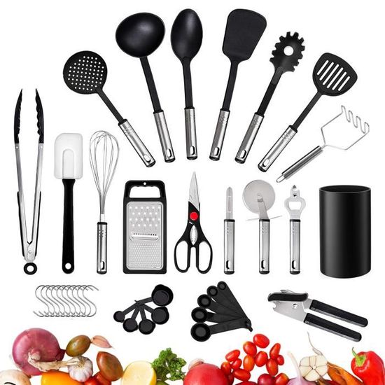 6 Pièces Accessoires Set de Cuisine, Cuillères de Cuisine, Spatules Cuisine  INOX, Ustensiles de Cuisine INOX, Gadgets de [222] - Cdiscount Maison