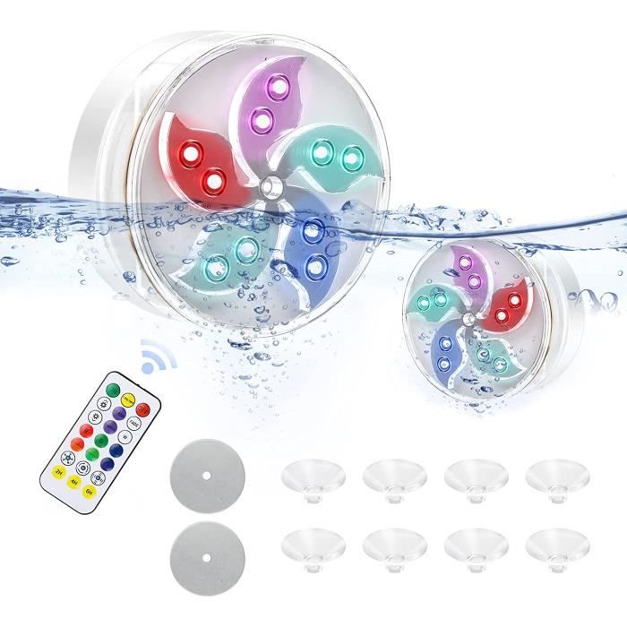 Lumières LED submersibles avec télécommande, lumières de baignoire étanches  à piles, lumière de décoration à changement de couleur pour bain à remous,  étang, piscine, fondation, fête [lot de 2] 