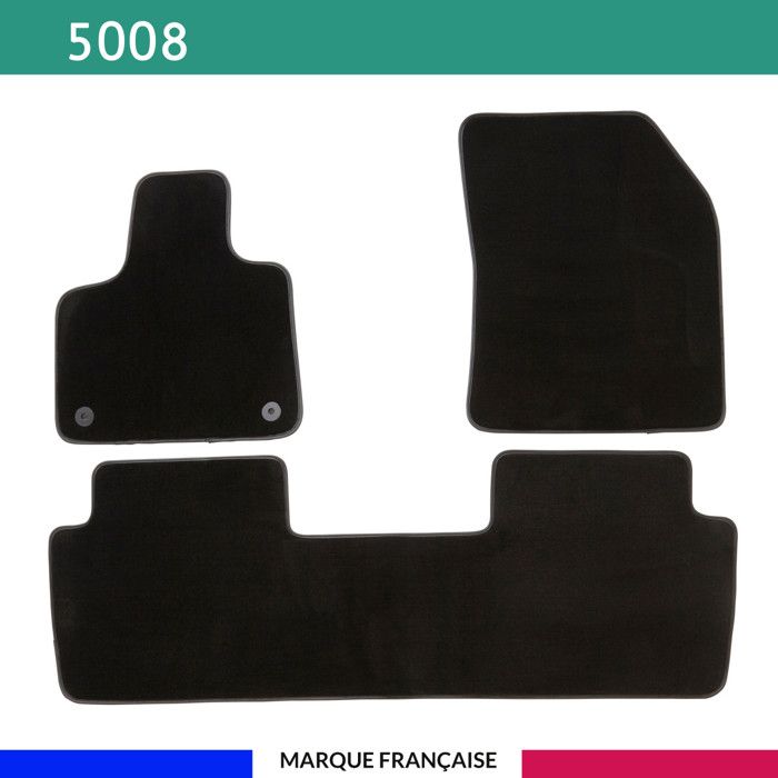 Tapis de voiture - Sur Mesure pour 5008 (dès 2017) - 3 pièces - Tapis de sol antidérapant pour automobile