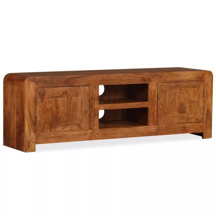YAJIASHENG Meuble TV Bois massif avec finition en Sesham 120 x 30 x 40 cm☻☺1