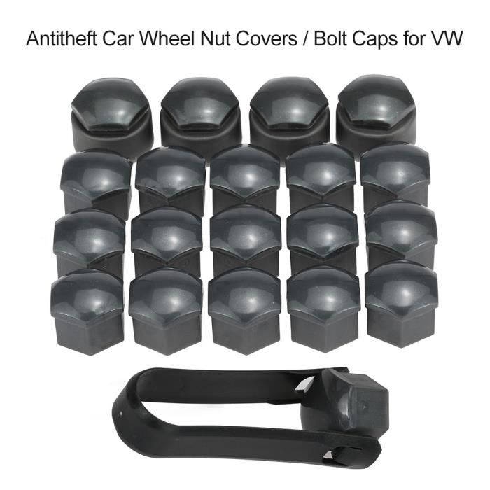 Jeu de 16 + 4 pièces de cache-écrous de roue de voiture universel de 17 mm avec capuchons de verrouillage