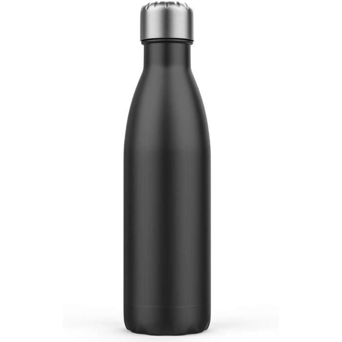 Bouteille d'eau isolée,bouteille à vide en acier inoxydable à double paroi de 500 ml,Isolation eau chaude 18 heures, froid 24 heures