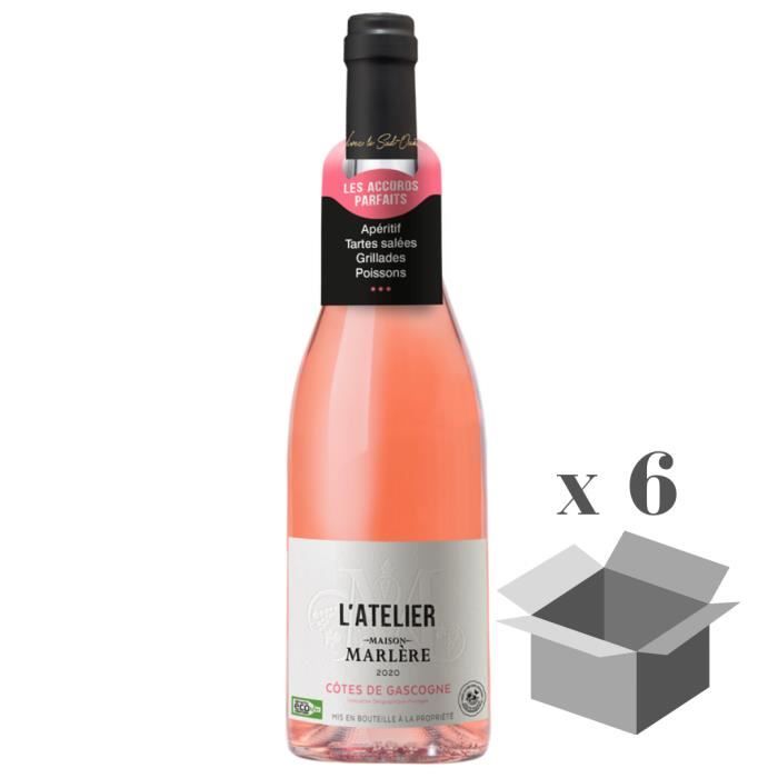 Lot de 6 - Maison Marlère - L'Atelier Rosé - Côtes de Gascogne - 75 cl
