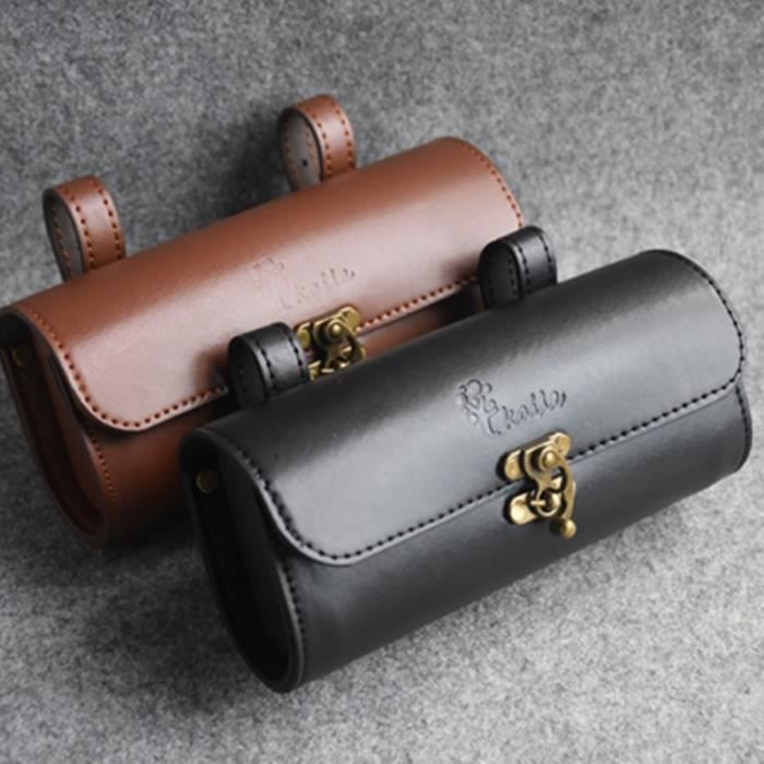 Sac de vélo rétro queue sac en cuir selle coussin sac moto vélo électrique étanche à la pluie guid - Modèle: A brown - HJZXCBB01170