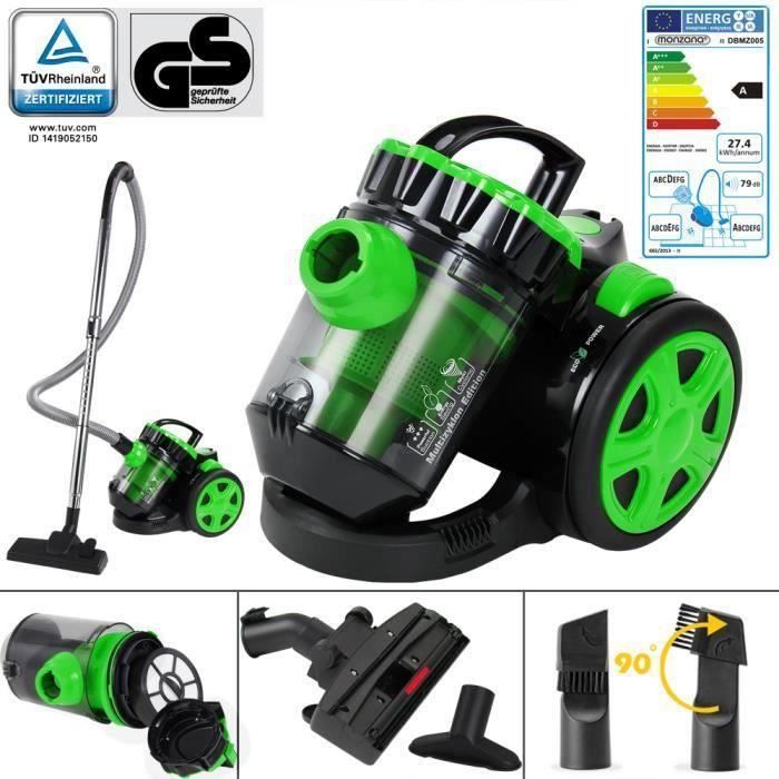 Aspirateur sans sac vert max.900 Watt - ECO Power - Multicyclone Brosse 2 en 1