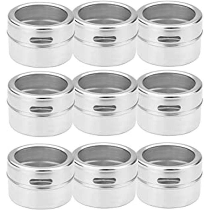 Boîtes À Épices Magnétiques - Lot De 12 - Étiquettes Incluses - Bocaux À Épices En Acier Inoxydable - Pots D'Herbes - Assaisonnement