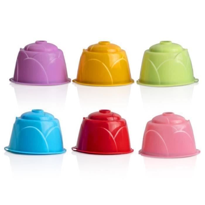 6 Couleurs RéUtilisable la Capsule de Café Plastique Rechargeable Compatible pour Dolce GUSTO les Capsules de Paniers-Filtres à Ca