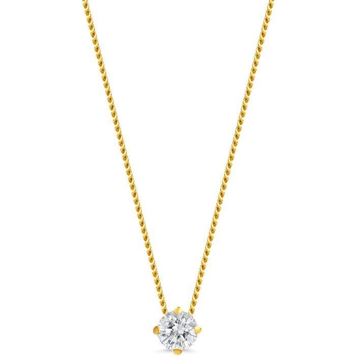 Orovi Collier pour femme en or jaune 0,10 carats avec pendentif solitaire diamant brillant 14 carats (585) or, Longueur : 45 cm,161