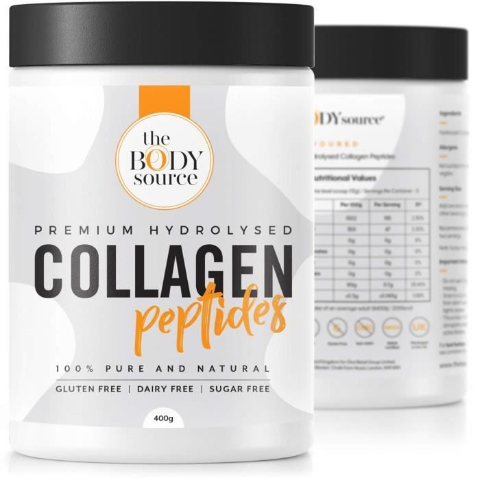 Protéine de Collagène en Poudre - 400g Peptide de Collagene Hydrolysé - Complement Alimentaire pour les Muscles, la Peau, les Os,