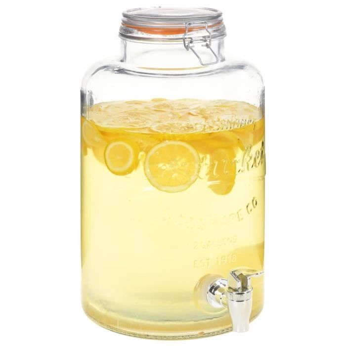 Distributeur d'eau XXL avec robinet Transparent 8 L Verre