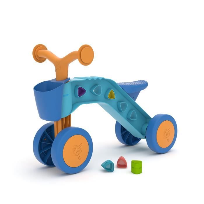 CHILLAFISH Porteur ItsiBitsi Blocks avec son panier de rangement et des blocs de jeu à encastrer dans le cadre, Bleu Orange