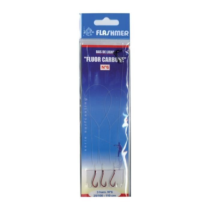 BAS DE LIGNE "FLUORCARBON" - 3 Hameçons N° 8