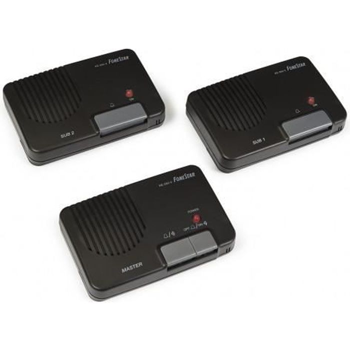 Ensemble de 3 interphones Fonestar, avec unité centrale et deux unités secondaires, de petite taille pour une utilisation de bureau