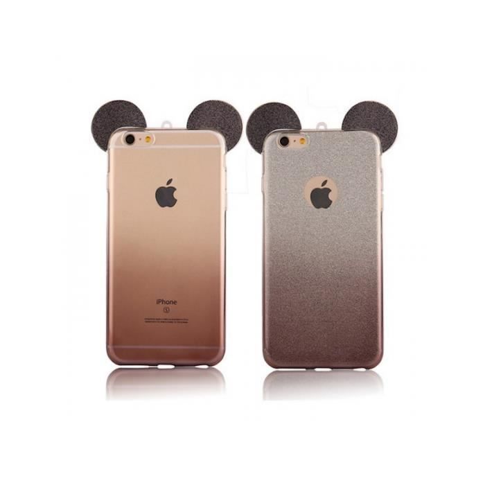 Coque silicone iPhone 6 Plus/6S Plus - Oreilles de Mickey pailletée Noir iPhone 6/6S Plus