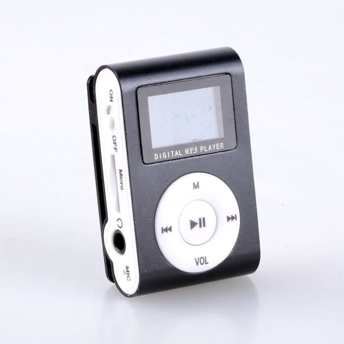 Mini Clip Mp3 NOIR Player Portable Digital Music Player avec ecran
