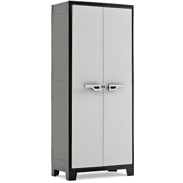 KETER Armoire Haute Utilitaire TITAN - Noir et Gris - 80 x 44 x 182 cm