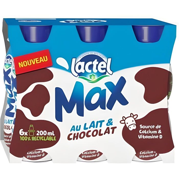 Lactel Max au Lait et Chocolat 20cl (pack de 6)