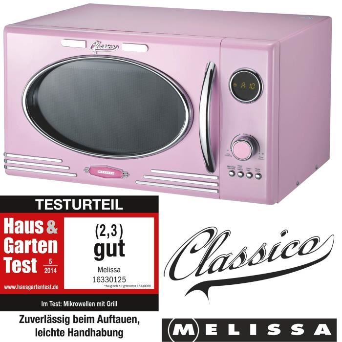 Melissa 16330103 Rétro Four à micro-ondes avec grill 900 W 25 l Rose