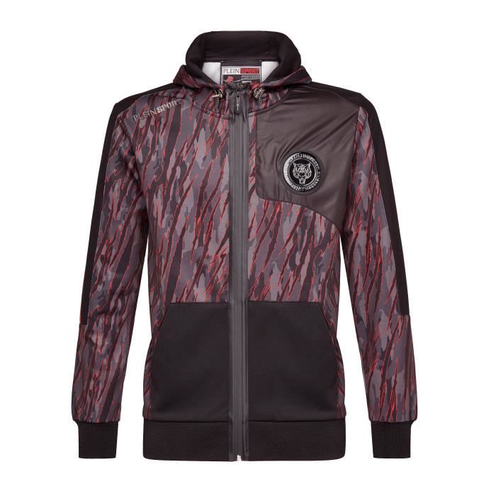 PLEIN SPORT Jogging Jacket - Red & Black - For Men - édition - God Of Thunder-- Référence : MJB0490SJO001N5002