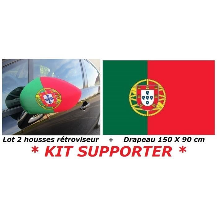 * EURO 2021 * PACK 2 HOUSSES RETROVISEUR VOITURE PORTUGAL PORTUGAIS + 1 DRAPEAU 150 X 90 cm no Maillot Écharpe Fanion ...