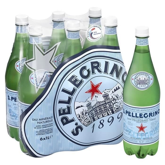 SAN PELLEGRINO : Eau minérale naturelle gazeuse 6 x 1 L