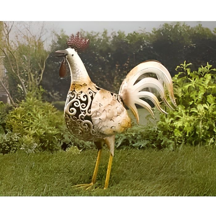Coq solaire metal lumineux