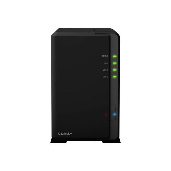 Synology Disk Station DS218play Serveur NAS 2 Baies 4 To SATA 6Gb-s HDD 2 To x 2 RAID 0, 1, JBOD RAM 1 Go Gigabit E-DS218PLAY-4TB-IW