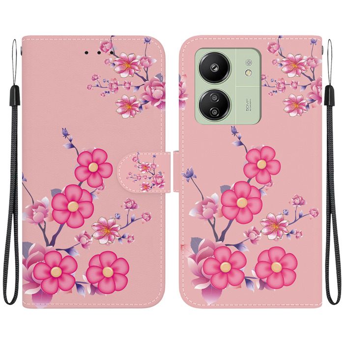 Ganbary Coque Cuir PU Pour Xiaomi Redmi 13C / Poco C65 - Portefeuille Rabat Magnétique Noir
