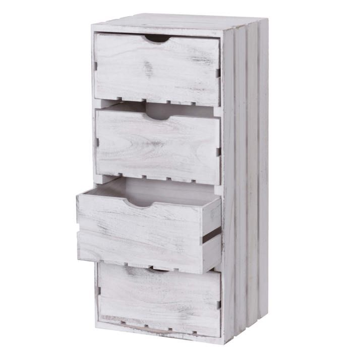 Commode a tiroirs petit meuble de rangement en bois style vintage 4 tiroirs 70x32x26cm blanc 04_0002487 Commode a tiroirs petit meuble de rangement en bois style vintage 4 tiroirs 70x32x26cm blanc 04_0002487