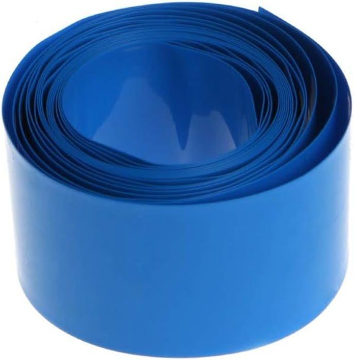 Gaine Thermorétractable PVC 45 Mm Bleu – 5,5 M Pour Batterie 18650, Isolation Électrique, Rétrécissement 48 %