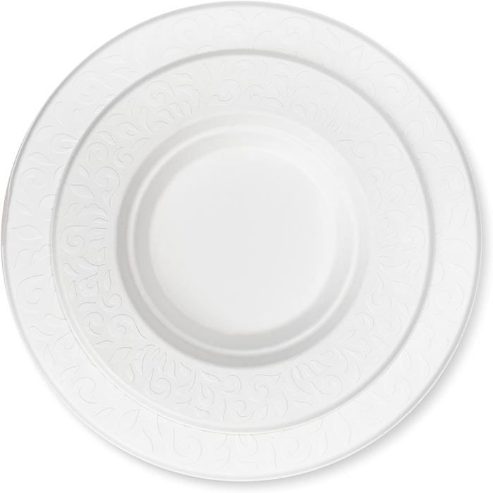 Lot 50 Assiettes Jetables Carton Blanc Et Or Rose à Pois - Vaisselle Élégante 22,9 Cm Pour Fêtes