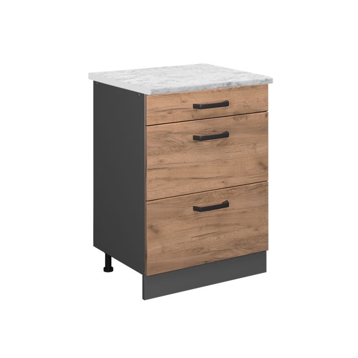 Meuble cuisine R-Line 60cm PT Marbre Chêne de force doré/Anthracite Vicco 45488