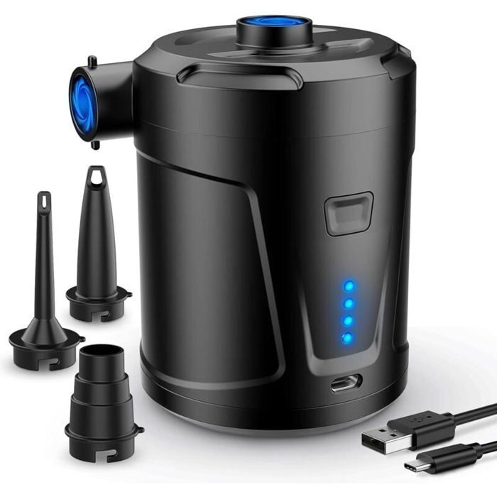 Pompe Air lectrique Rechargeable 5200 mAh Gonfleur Rapide avec 4 Buses PZCC