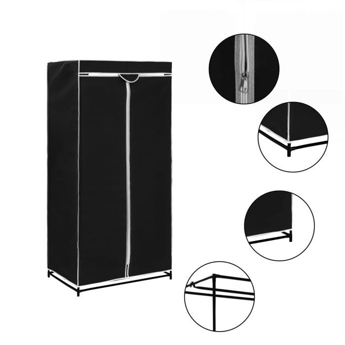 HOT*Garde-robe - Armoire de Chambre Noir 75x50x160cm 175 Kg 22961