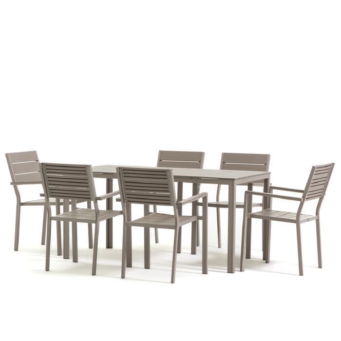 Ensemble de jardin - Thomas - Table rectangulaire - 6 chaises Adele - Acier - Polyéthylène