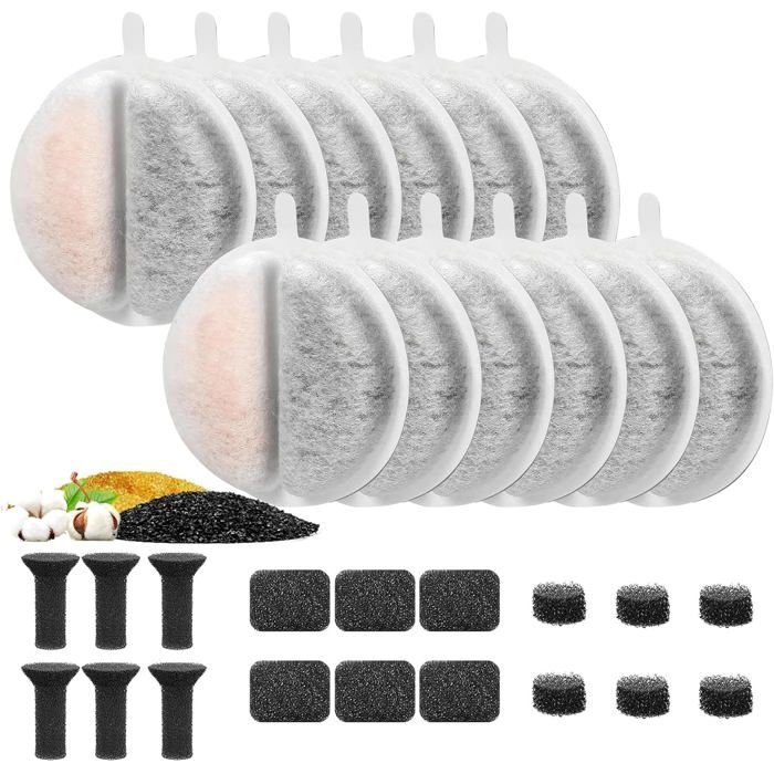Lot De 12 Filtres Pour Fontaine à Eau Catit Pixi - Avec Charbon Actif Et Résine, Pour Eau Fraîche Et Propre