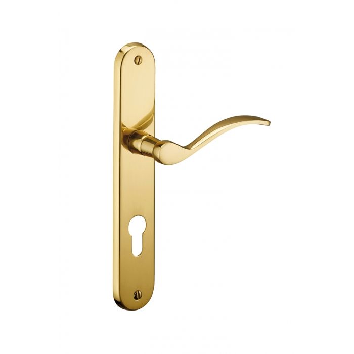 THIRARD Ensemble de poignées Marianne pour porte dentrée trou de cylindre carré 7 mm entraxes 195 mm laiton poli
