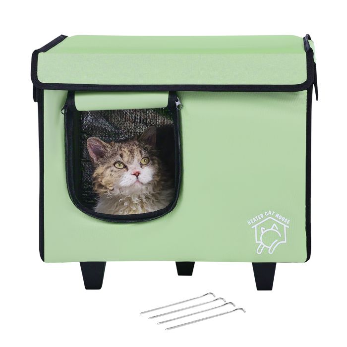 Meilleurs prix pour Niche Surélevée et Chauffante pour Chat-Duoku-Petite-Verte-Température et Minuterie Réglables pour lhiver