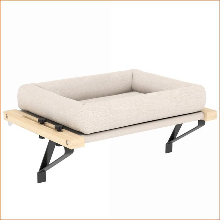 Lit pour Chat - Support Réglable Fenêtre/Chauffage - Blanc Crème