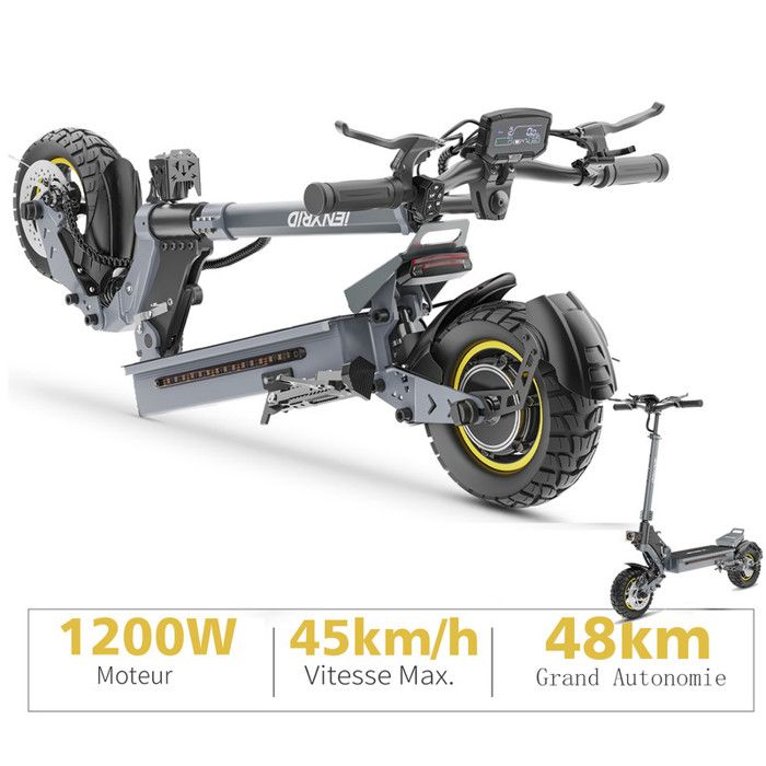 Trottinette Electrique Pliable Roue 10 Moteur 1200W Batterie 48V 15Ah 45km/h Autonomie 48km