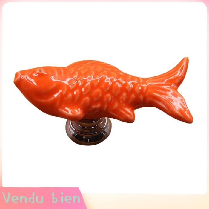 Garosa Poignée de tiroir Lot De 2 Poignées De Tiroir En Céramique En Forme De Poisson Rouge Pour Armoire auto fixation Orange