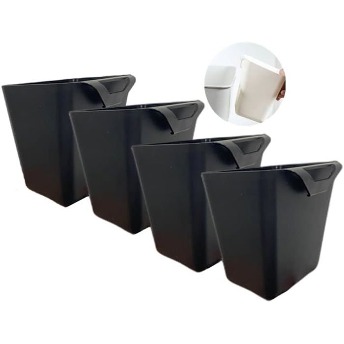Pack of 4 hanging drink holders rolling storage basket for cart caddy accessory 12 x 10 cm black