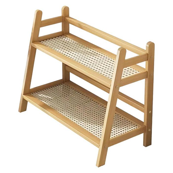Étagère de Bureau à Double Niveau avec Porte-Tasses Rangement pour Cuisine et Bureau Gain de Place