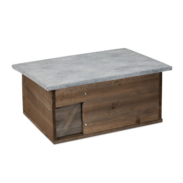 Relaxdays Maison pour hérissons kit avec fond trappe anti-rats entrée labyrinthe bois HxLxP:21x46x34 cm marron