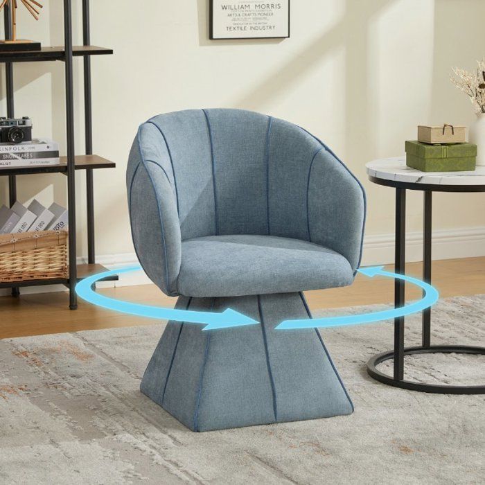 Fauteuil pivotant en chenille bleue ergonomique avec dossier haut idéal pour chambre et salon adultes et ados.