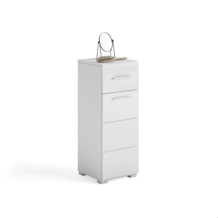 [en.casa] Colonne de salle de bain Linus blanc brillant 30 x 30 x 79 cm