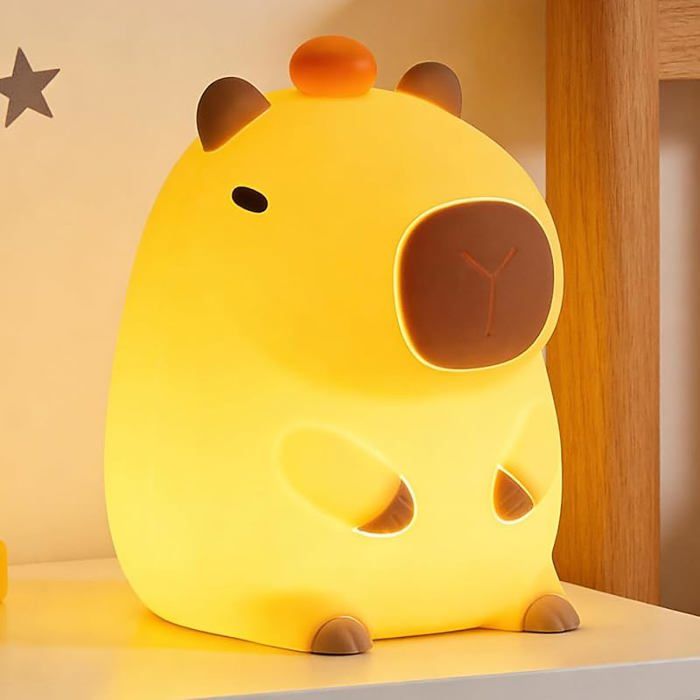 Veilleuse Rechargeable en Silicone Capybara - Lampe LED à Intensité Variable avec Minuterie 20 Min pour [Classe énergétique A]