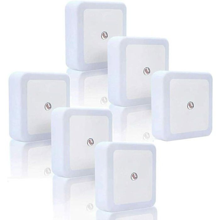 Lot de 6 veilleuses LED 1W automatiques avec détecteur de mouvement pour enfants