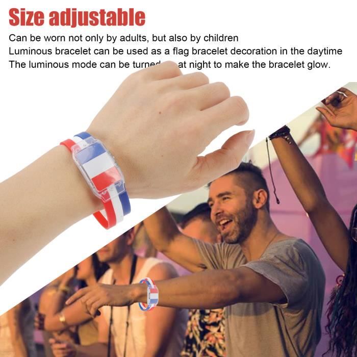 GOO 10PCS Bracelet lumineux du drapeau national en silicone ABS pour les  fans de football 2022 France 130084