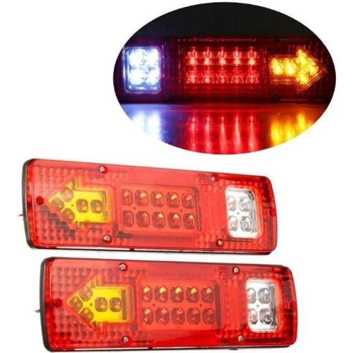 2 x 12V LED FEUX LAMPES ARRIERES CAMION REMORQUE FOURGON CARAVANE CAMPER *19 LED